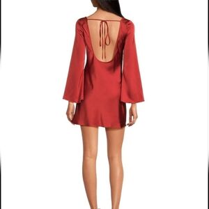 Gianni BiniDionne Satin Long Sleeve Open Back Mini Dress Size 2